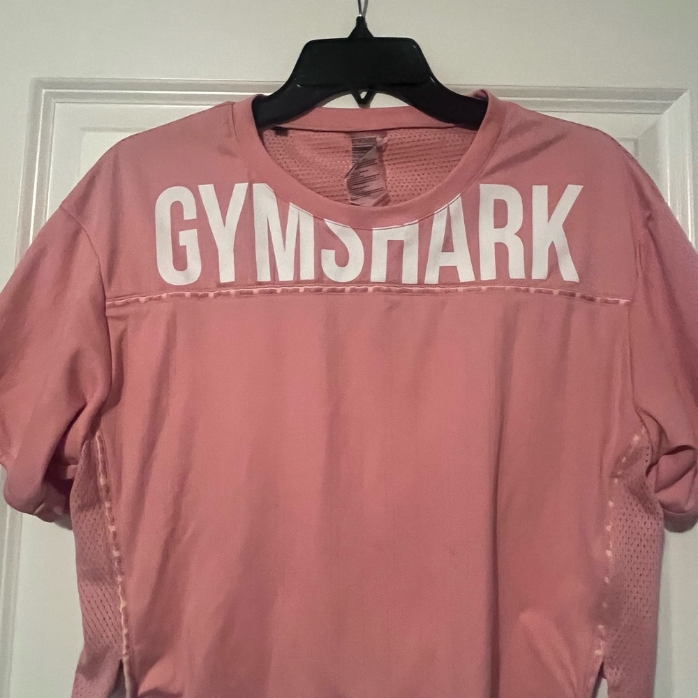 Gymshark Pink Short Sleeve Mesh Panel Workout Tee with White Logo